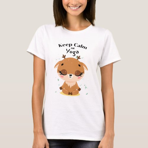 Keep Calm and Yoga Deer T_Shirt