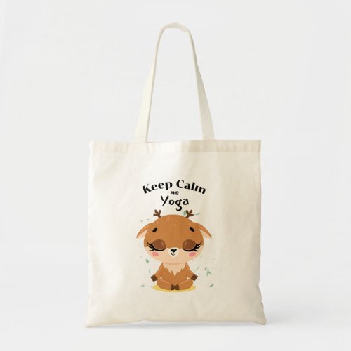 Keep Calm and Yoga Deer Tote Bag