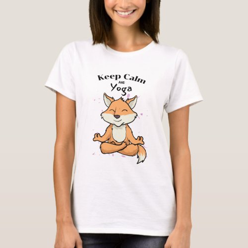 Keep Calm and Yoga Fox T_Shirt