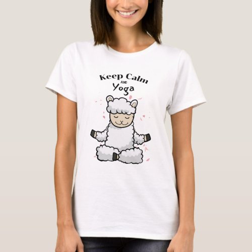 Keep Calm and Yoga Lamb T_Shirt