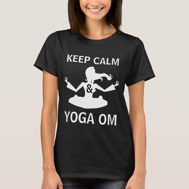 Keep Calm and Yoga OM funny black customizable T-Shirt (Front)