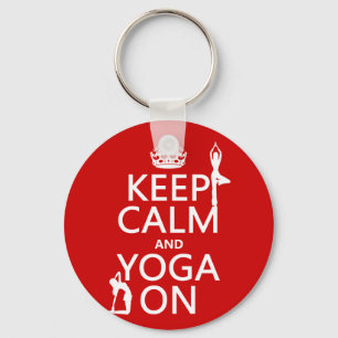 Keep Calm and Yoga On (customize colors) Keychain