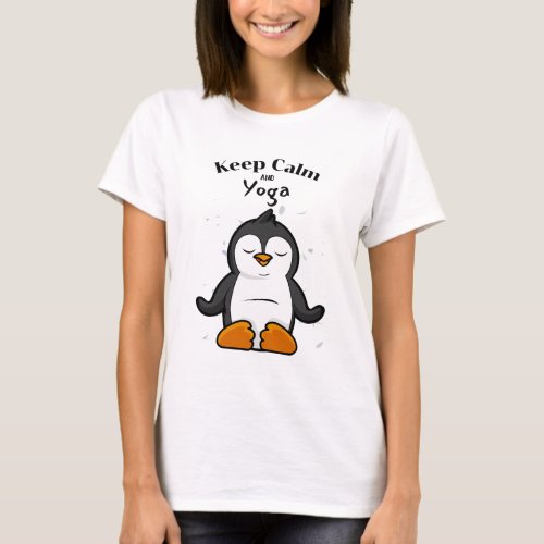 Keep Calm and Yoga Penguin T_Shirt