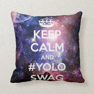 Keep calm and #yoloswag throw pillow