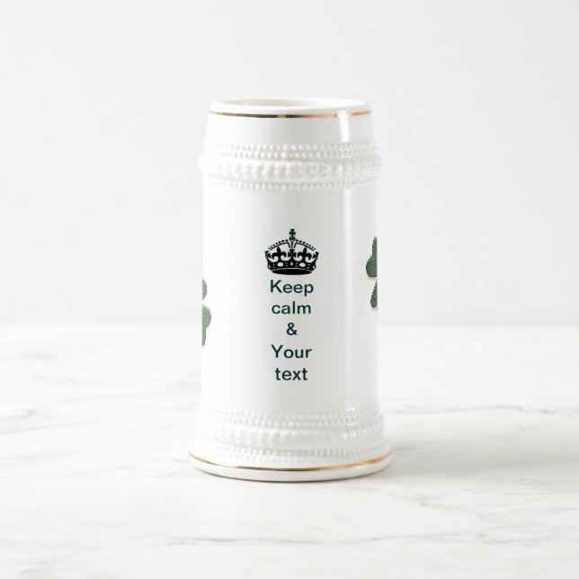 Keep calm and your text beer stein (Center)