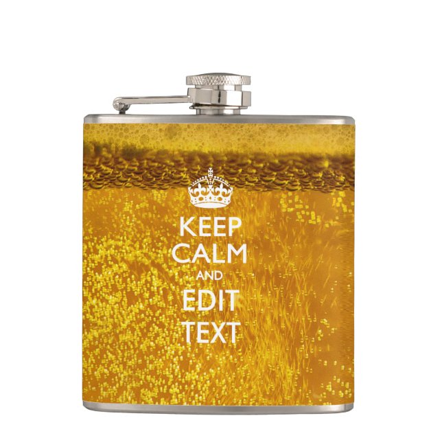 Keep Calm And Your Text for some Cool Beer Hip Flask (Front)