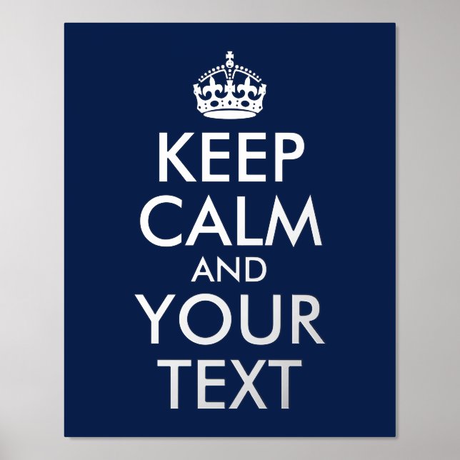 Keep Calm and Your Text Midnight Blue Foil Prints (Front)