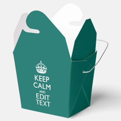 Keep Calm And Your Text on Accent Turquoise Favor Boxes