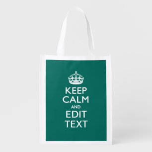 Keep Calm And Your Text on Accent Turquoise Grocery Bag