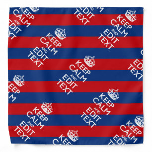 KEEP CALM AND Your Text on Blue Stripes Bandana
