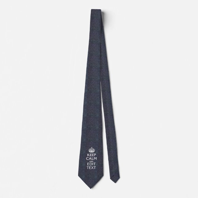 Keep Calm and Your Text on Midnight Print Tie (Front)