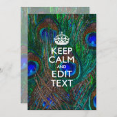 Keep Calm And Your Text on Peacock Feathers (Front/Back)
