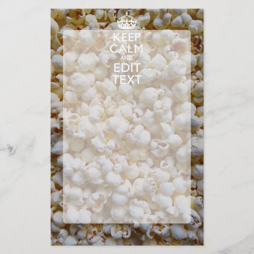 KEEP CALM AND Your Text on Popcorn Decor Stationery