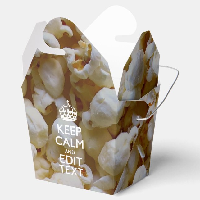 KEEP CALM AND Your Text on Popcorn Favor Boxes (Opened)