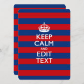 KEEP CALM AND Your Text on Red Blue Stripes (Front/Back)