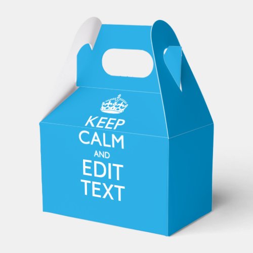 Keep Calm And Your Text on Sky Blue Favor Boxes