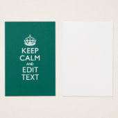 Keep Calm And Your Text on Teal Green Turquoise (Front & Back)