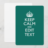 Keep Calm And Your Text on Teal Green Turquoise (Front/Back)