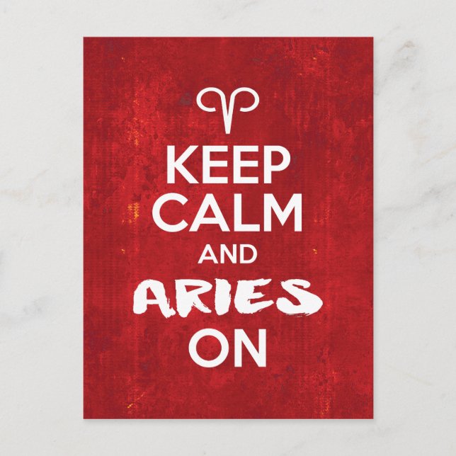 Keep Calm Aries On Birthday Astrology Postcard (Front)