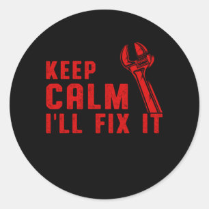 Keep Calm Auto Mechanic Wrench Garage Workshop Gif Classic Round Sticker