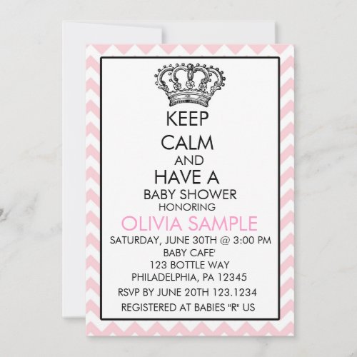 Keep Calm Baby Shower Invitation