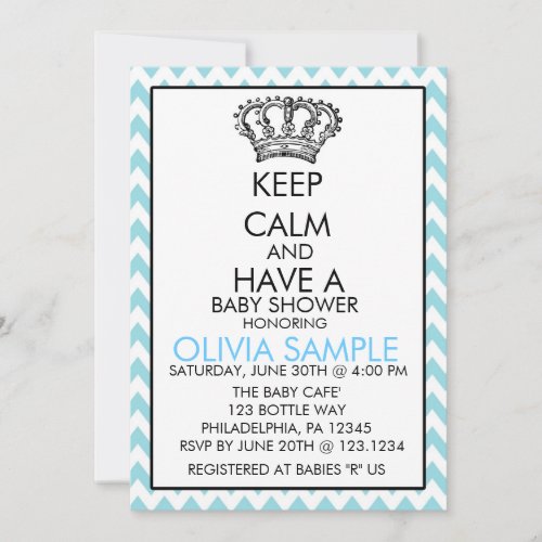 Keep Calm baby shower invitation