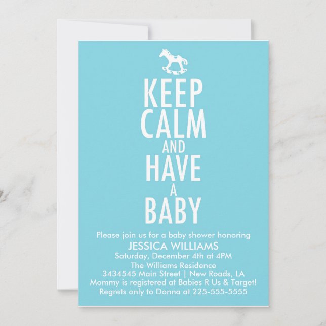 Keep Calm Baby Shower Invitation (Front)