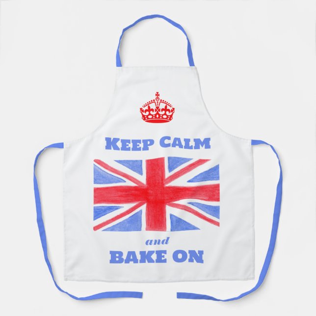 Keep Calm Bake On Union Jack British Flag Unisex Apron (Front)