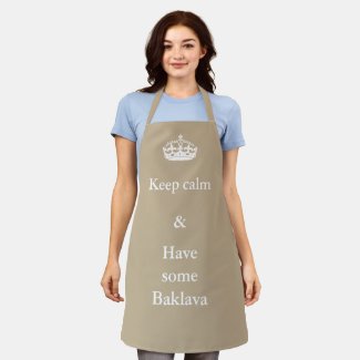 keep calm -Baklava - in  khaki &white