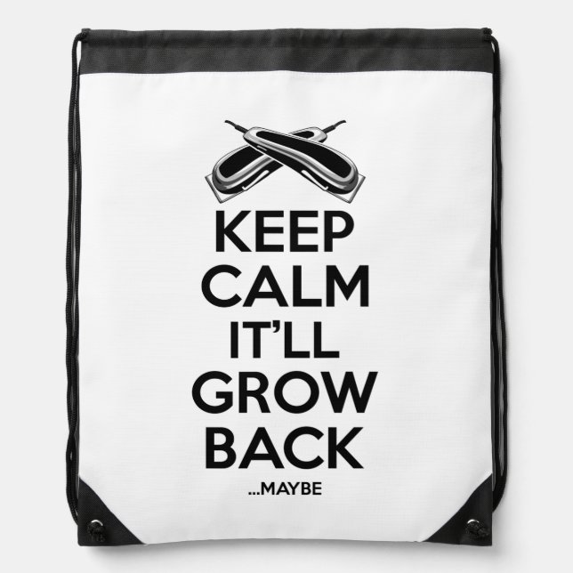 Keep Calm: Barber Shop Humor Drawstring Bag (Front)