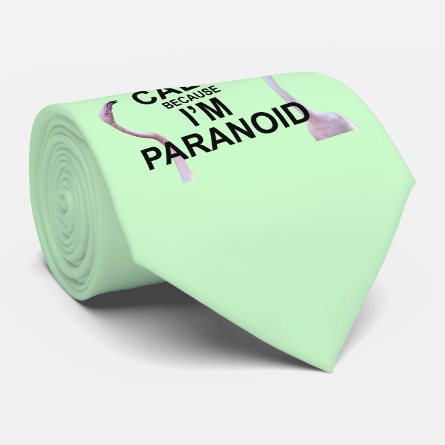 Keep Calm because I'm Paranoid Tie (Light Green) (Rolled)