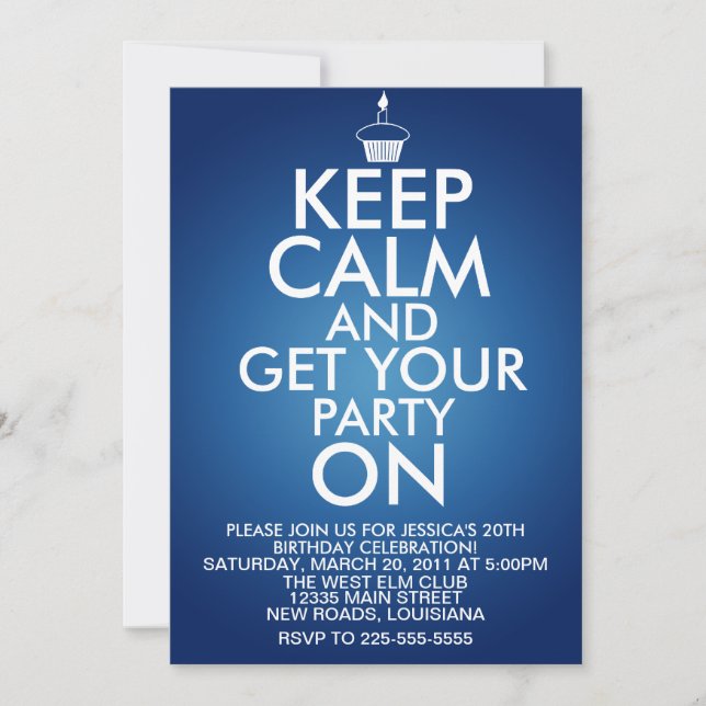 Keep Calm Birthday Invitation (Front)