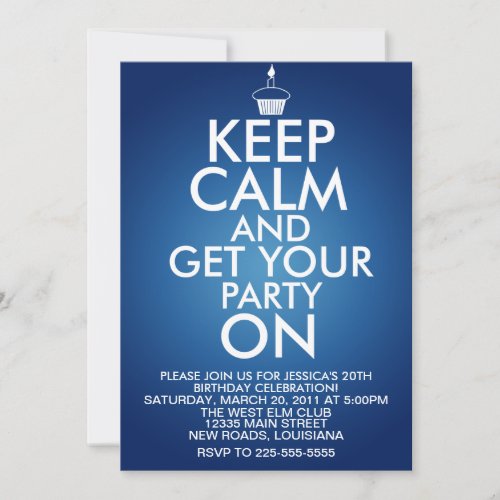 Keep Calm Birthday Personalized Invites