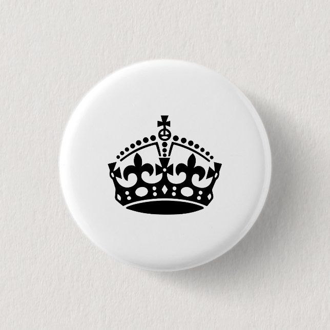 Keep calm black victory crown button (Front)