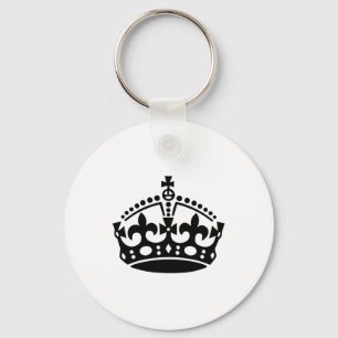 Keep calm black victory crown keychain