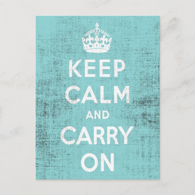 Keep Calm Blue Grunge Canvas Postcard (Front)