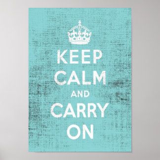 Keep Calm Blue Grunge Canvas Poster