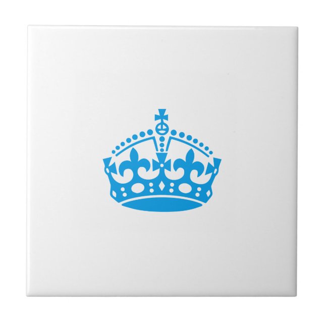 Keep calm blue victory crown ceramic tile (Front)