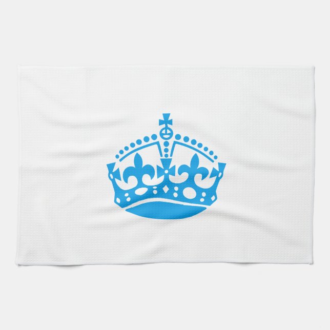 Keep calm blue victory crown kitchen towel (Horizontal)
