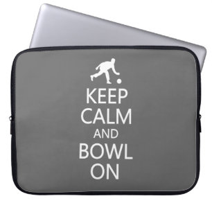 Keep Calm & Bowl On custom color laptop sleeve