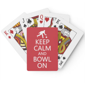 Keep Calm & Bowl On custom color playing cards
