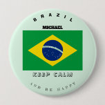 Keep Calm &amp; Brazil Flag Button