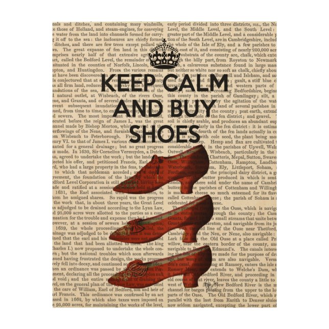 Keep Calm Buy Shoes Wood Wall Art (Front)