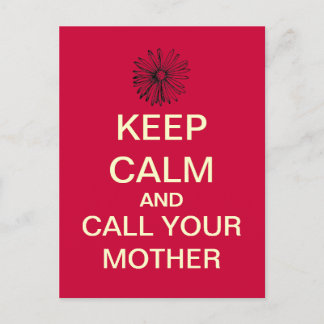 KEEP CALM Call Your Mother Postcard (Red)