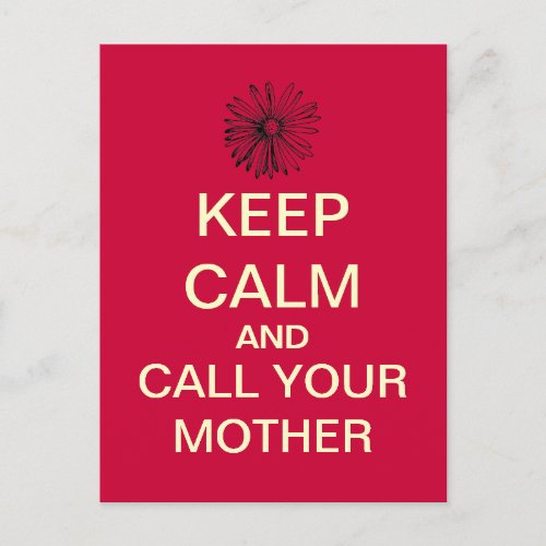 KEEP CALM Call Your Mother Postcard Red