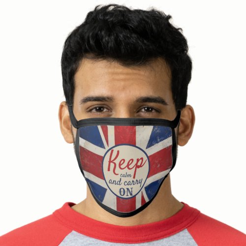 Keep Calm Carry On British Flag Any Quote Face Mask