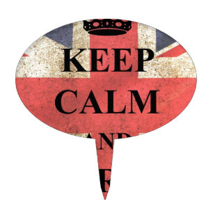 Keep Calm Carry On British Flag Cake Topper