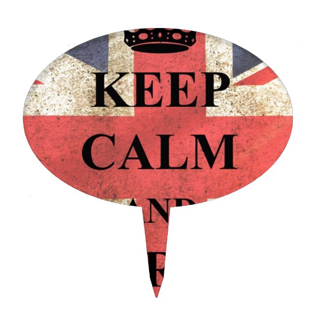 Keep Calm Carry On British Flag Cake Topper (Front)