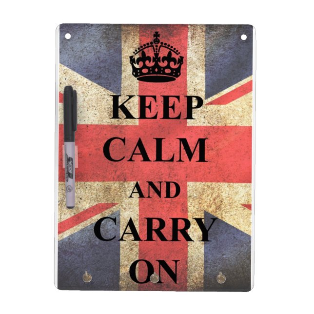 Keep Calm Carry On British Flag Dry Erase Board (Front)