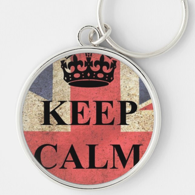 Keep Calm Carry On British Flag Keychain (Front)